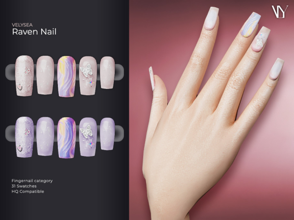 Alpha VELYSEA Raven Nail by VELYSEA - The Sims 4 Custom Content