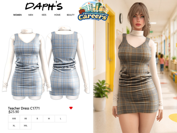 Alpha Daph's CAREERS Teacher Dress - The Sims 4 Custom Content
