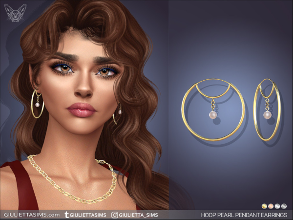 Alpha Hoop Pearl Pendant Earrings For Kids and Adults - The Sims 4 Custom Content