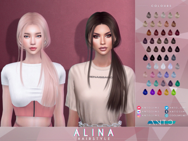 Alpha Alina hairstyle by Anto - The Sims 4 Custom Content