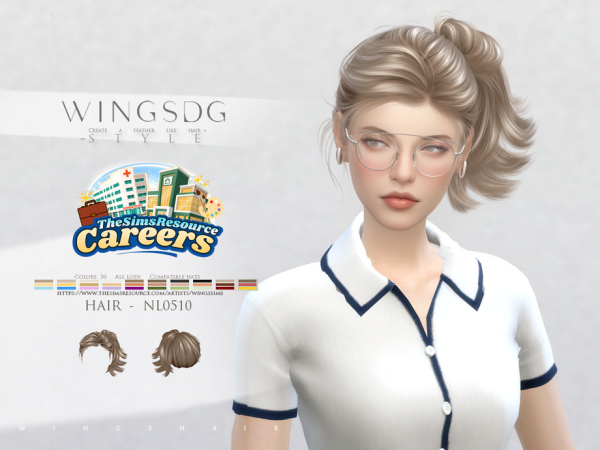 Alpha WINGS NL0 5 1 0 Side short ponytail by wingssims - The Sims 4 Custom Content