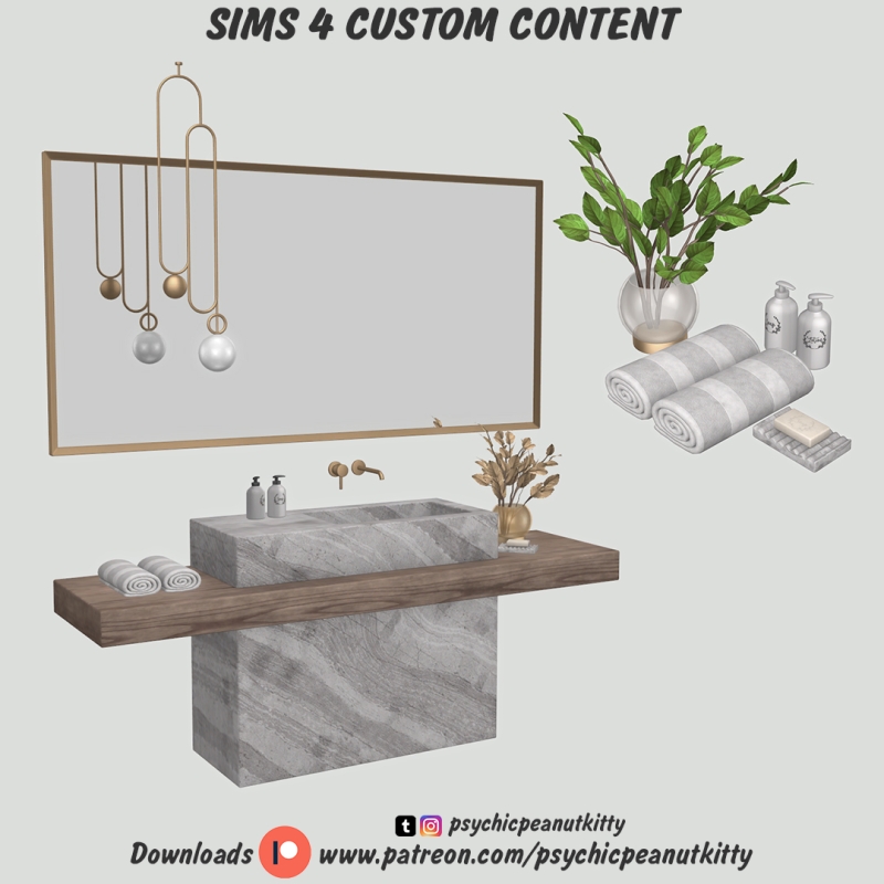 Mix Bathroom by psychicpeanutkitty - The Sims 4 Custom Content