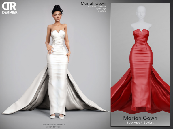 Alpha DERNIER Mariah Gown by VentaStudio - The Sims 4 Custom Content