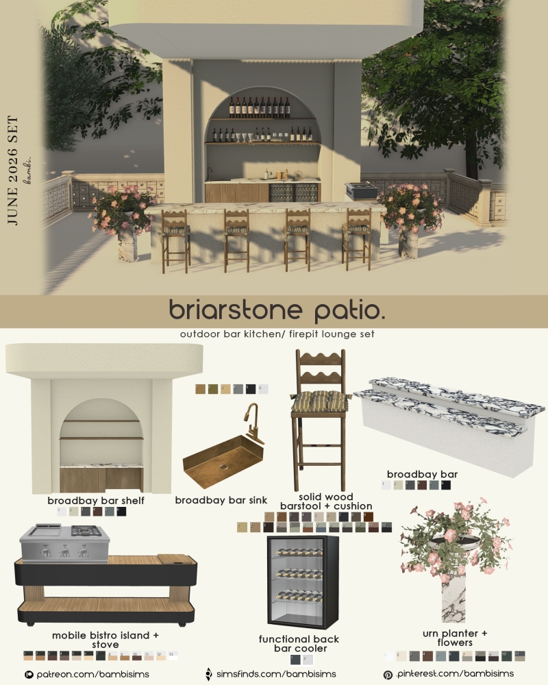 Alpha briarstone patio set by bambisims - The Sims 4 Custom Content
