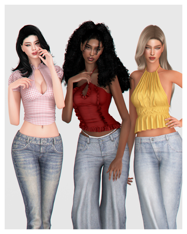 Alpha Sunkissed Tops Set by simsfinds - The Sims 4 Custom Content