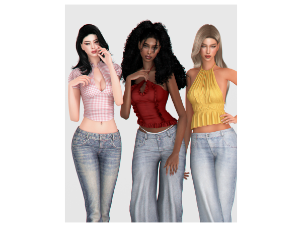 Alpha Sunkissed Tops Set by backtrackcc - The Sims 4 Custom Content