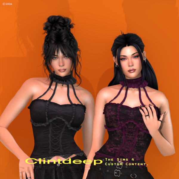 Alpha Clintdeep Succubus Laced Corset Top by clintdeep - The Sims 4 Custom Content