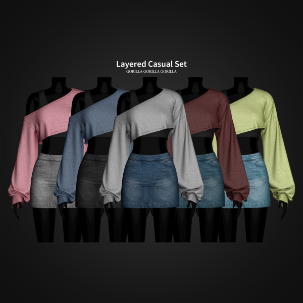 Alpha Layered Casual Set by simsfinds - The Sims 4 Custom Content
