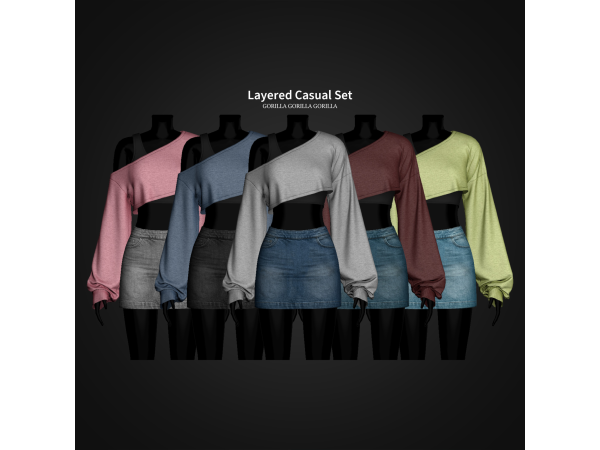 Alpha Layered Casual Set by gorillax3 - The Sims 4 Custom Content