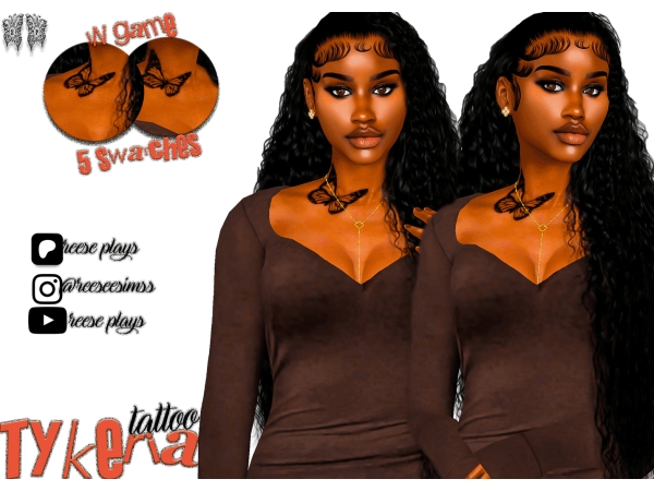 Alpha Tykeria Butterfly Neck tattoo - The Sims 4 Custom Content