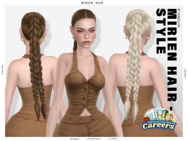 Maxis Match Careers Collection Mirien Double Braid Hairstyle by Leah_Lillith - The Sims 4 Custom Content