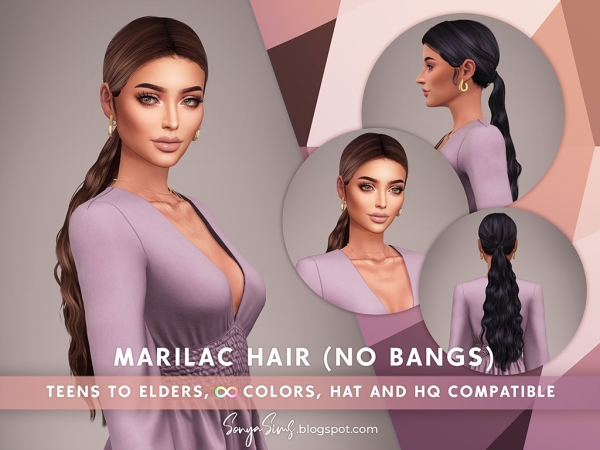 Alpha Marilac Hair No Bangs - The Sims 4 Custom Content