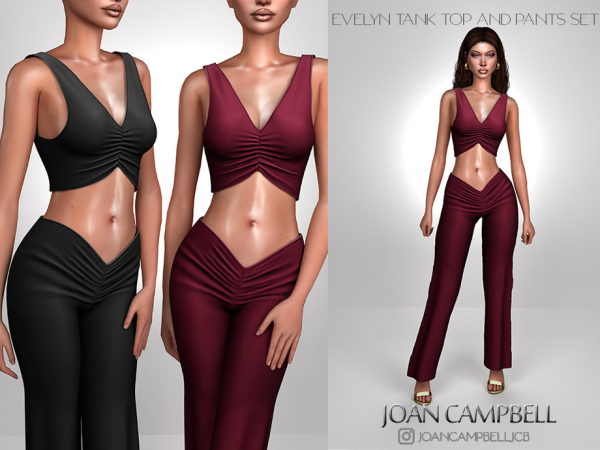 Alpha EVELYN TANK TOP AND PANTS SET by Joan_Campbell_Beauty_ - The Sims 4 Custom Content
