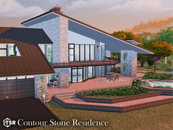 Maxis Match Contour Stone Residence l noCC - The Sims 4 Custom Content