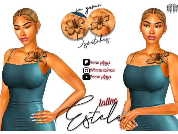 Alpha Estela Tattoo - The Sims 4 Custom Content