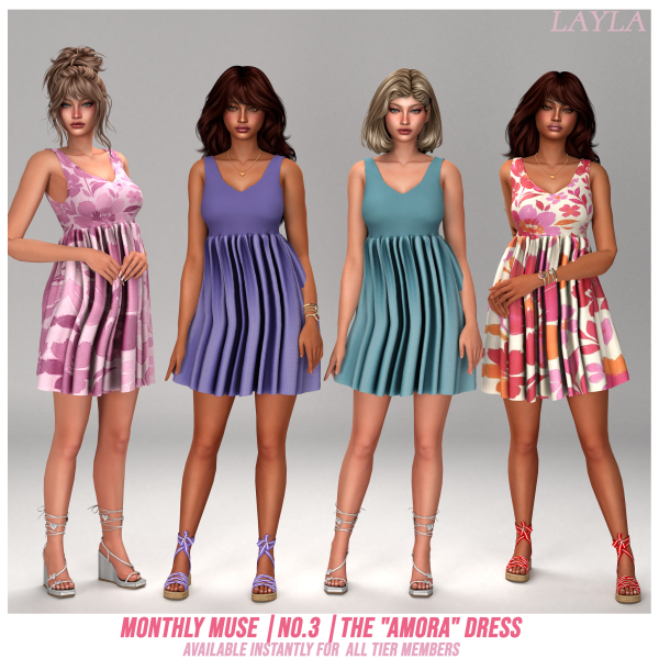 Alpha patreon The Monthly Muse No2 The Amora Dress by layla - The Sims 4 Custom Content