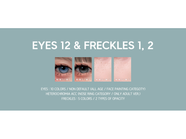 Alpha MMSIMS Eyes 12 Freckles SET - The Sims 4 Custom Content