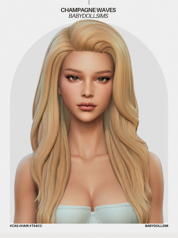 Maxis Match BABYDOLL CHAMPAGNE WAVES HAIR by simsfinds - The Sims 4 Custom Content
