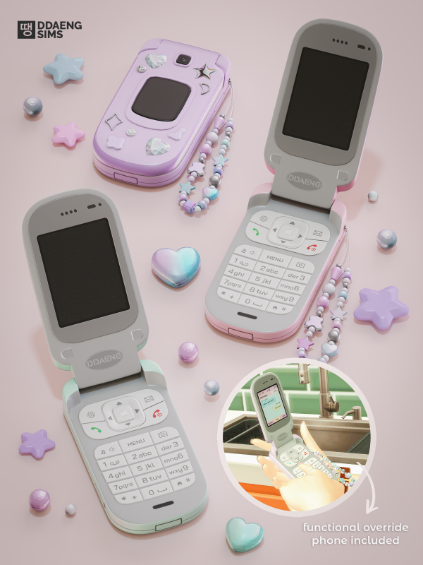 Alpha Retro Flip Phone Decor Functional by simsfinds - The Sims 4 Custom Content