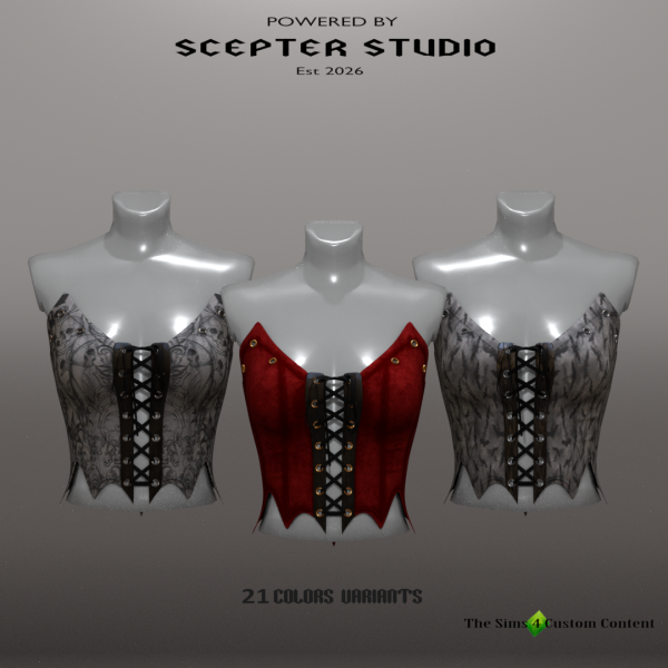 Alpha Darcy Corset Top by scepterstudio - The Sims 4 Custom Content