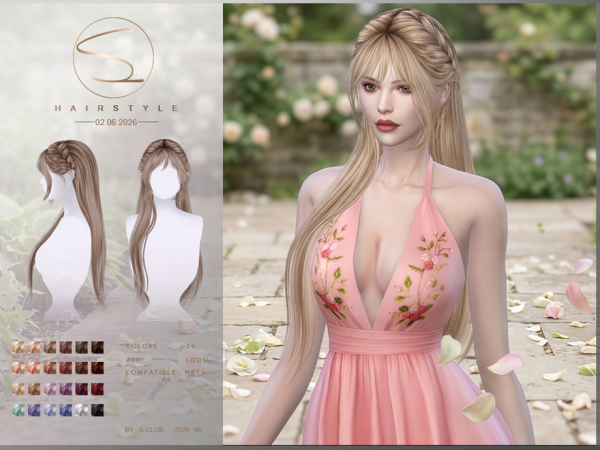 Alpha S CLUB BRAID LONG HAIRSTYLE Club by S - The Sims 4 Custom Content