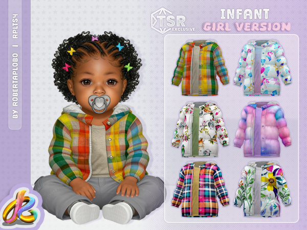 Alpha Infant Cozy Puffer Jackets for girls by RobertaPLobo - The Sims 4 Custom Content