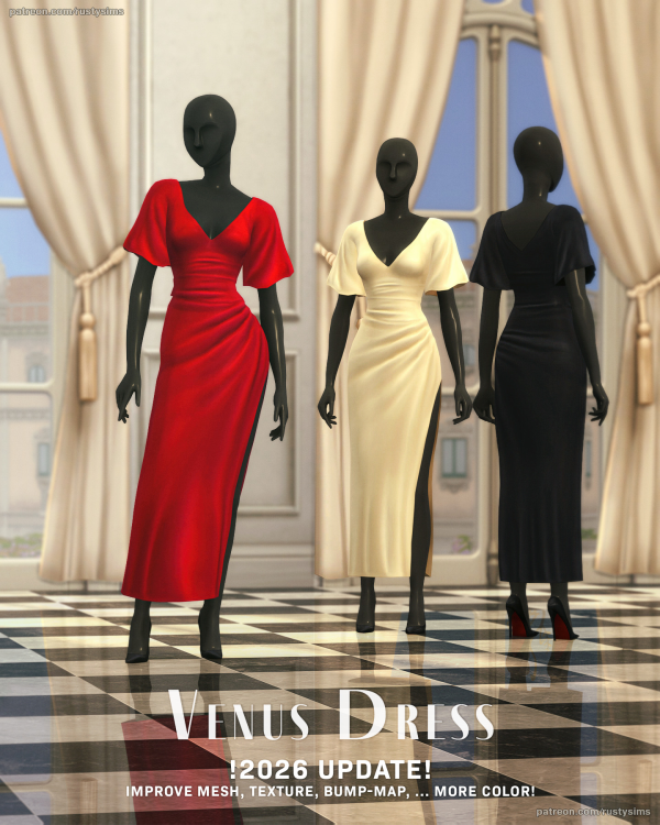 Maxis Match 2026 Venus V shape Dress by simsfinds - The Sims 4 Custom Content