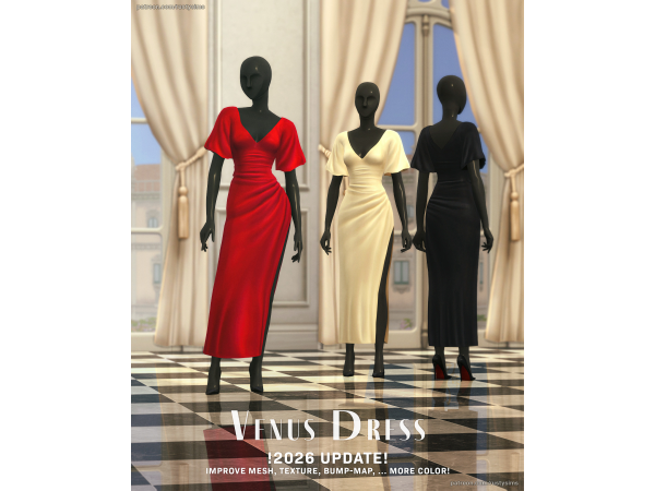 Maxis Match 2026 Venus V shape Dress by rustysims - The Sims 4 Custom Content