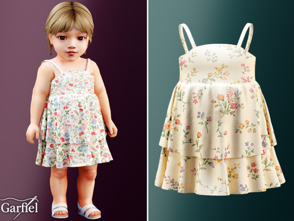 Alpha Infant Soft floral layered sundress for warm spring and summer days by Garfiel - The Sims 4 Custom Content