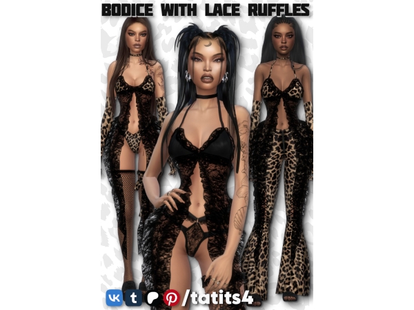 Alpha Bodice with lace ruffles - The Sims 4 Custom Content