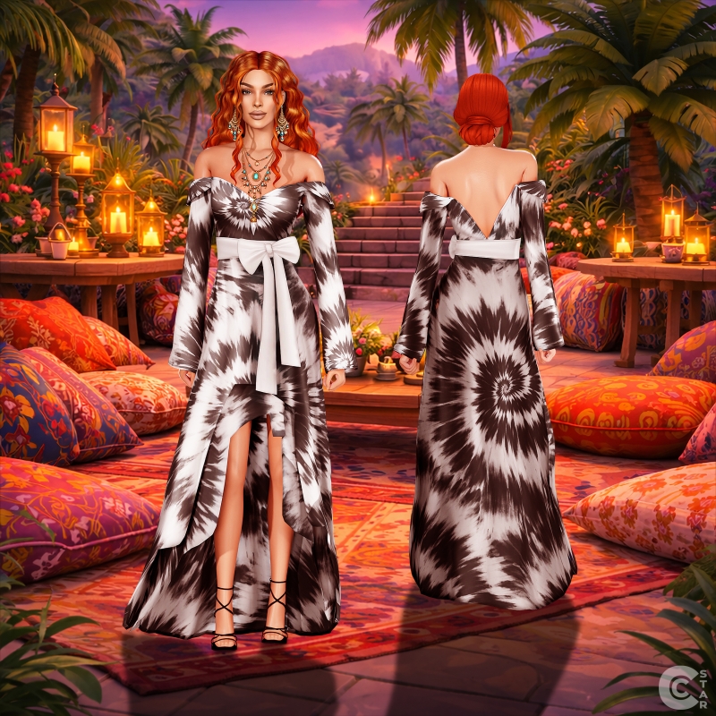 Alpha Off Shoulder Wrap Bow Gown by cool_content_star - The Sims 4 Custom Content