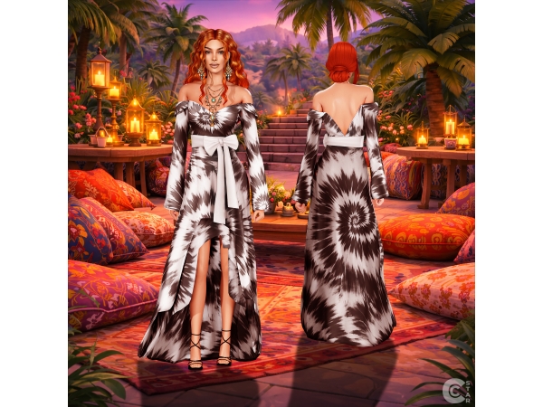Alpha Off Shoulder Wrap Bow Gown - The Sims 4 Custom Content