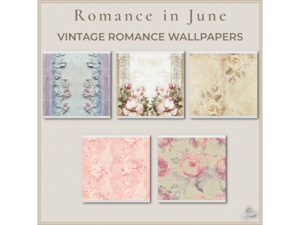 Maxis Match Romance in June Vintage Wallpapers - The Sims 4 Custom Content