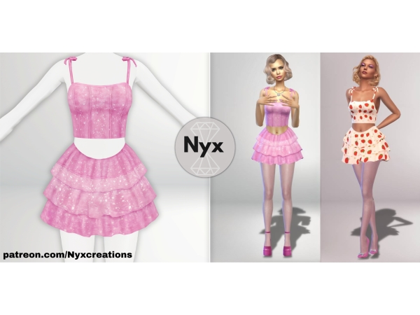 Alpha Barbie glitter dress - The Sims 4 Custom Content