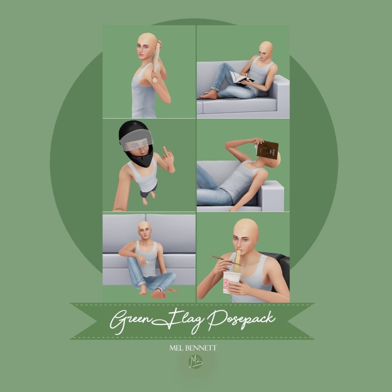 Mix Green Flag Posepack by melbennett - The Sims 4 Custom Content