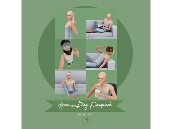 Mix Green Flag Posepack - The Sims 4 Custom Content