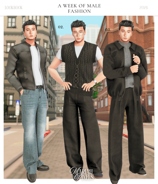 Mix A Week Of Male Fashion by simsfinds - The Sims 4 Custom Content