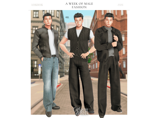 Mix A Week Of Male Fashion by mariahpixels - The Sims 4 Custom Content