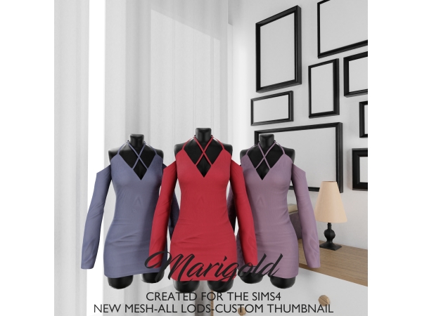 Alpha MARIGOLD VELVET GRACE DRESS - The Sims 4 Custom Content