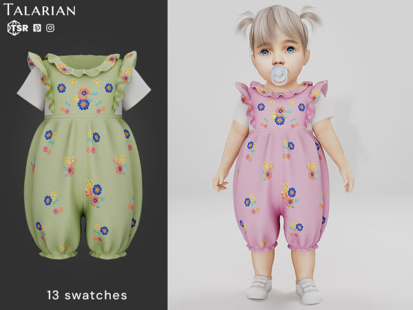 Alpha Arianna Floral Embroidery Romper INFANT by talarian - The Sims 4 Custom Content