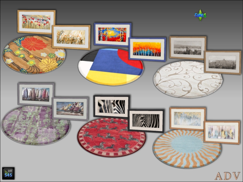Mix Rug and paintings by artedellavita_mabra - The Sims 4 Custom Content