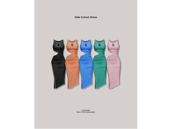 Alpha [cocomint] Side Cutout Dress - The Sims 4 Custom Content