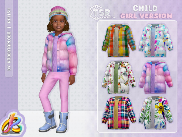 Alpha Child Cozy Puffer Jackets for girls by RobertaPLobo - The Sims 4 Custom Content