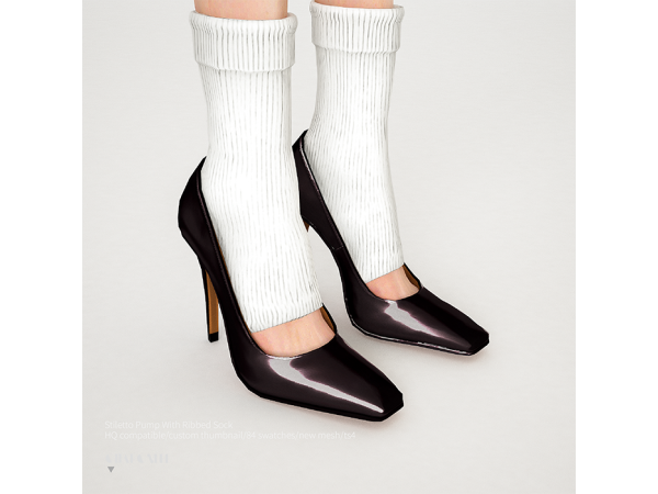 Sims 4 Alpha Calçados CC: Stiletto Pump With Ribbed Sock by charonlee