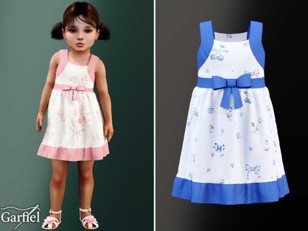 Alpha Toddler Floral bow dress with cheerful summer sweetness by Garfiel - The Sims 4 Custom Content