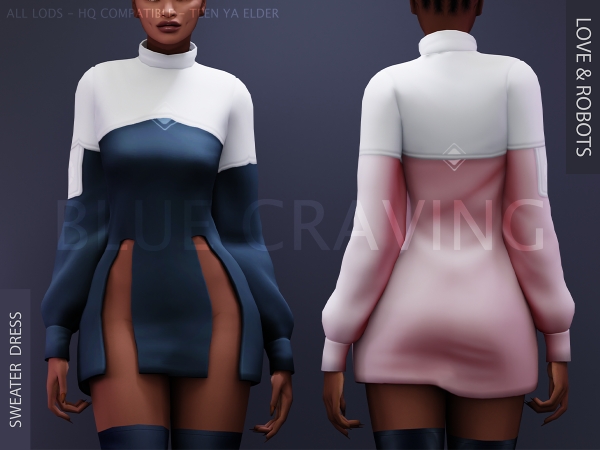 Mix Blue Craving Sweater Dress - The Sims 4 Custom Content