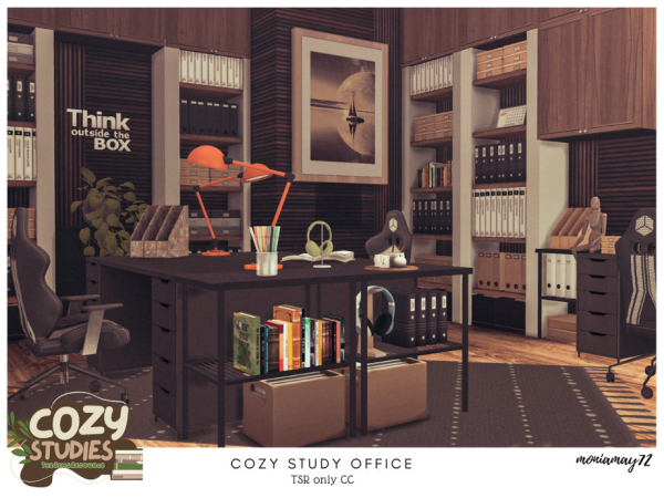 Mix Cozy Study Office TSR only by Moniamay72 - The Sims 4 Custom Content