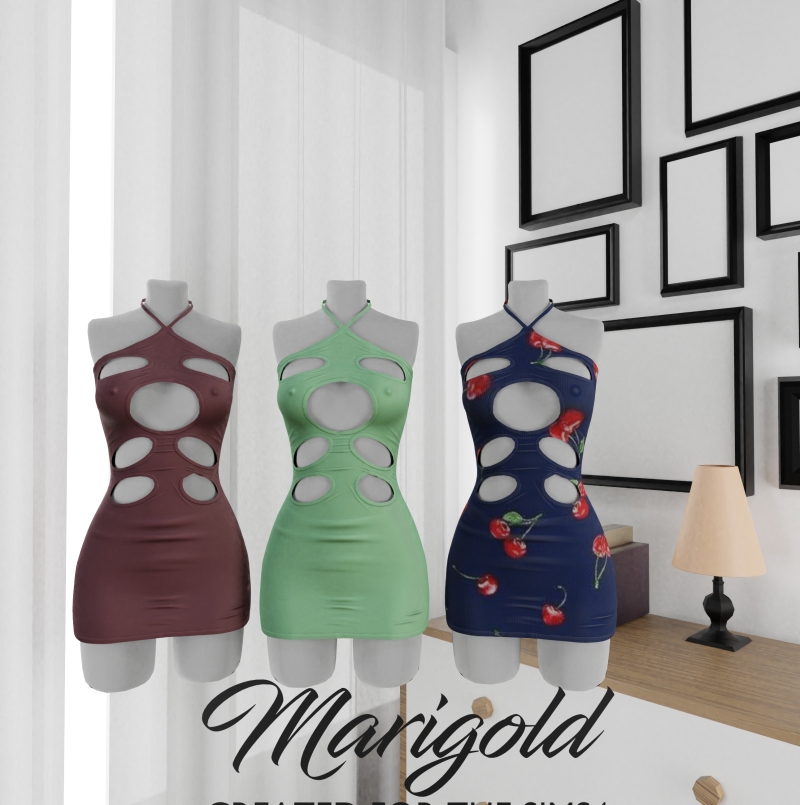 Alpha MARIGOLD TS4_ALEA MINI DRESS by marigoldsims - The Sims 4 Custom Content