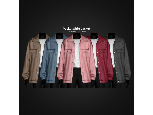 Alpha Pocket Shirt Jacket by gorillax3 - The Sims 4 Custom Content