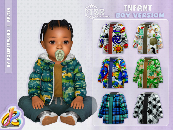 Alpha Infant Cozy Puffer Jackets for boys by RobertaPLobo - The Sims 4 Custom Content